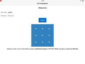 Nástroj i-CT frameworku: přihlašovací obrazovka.